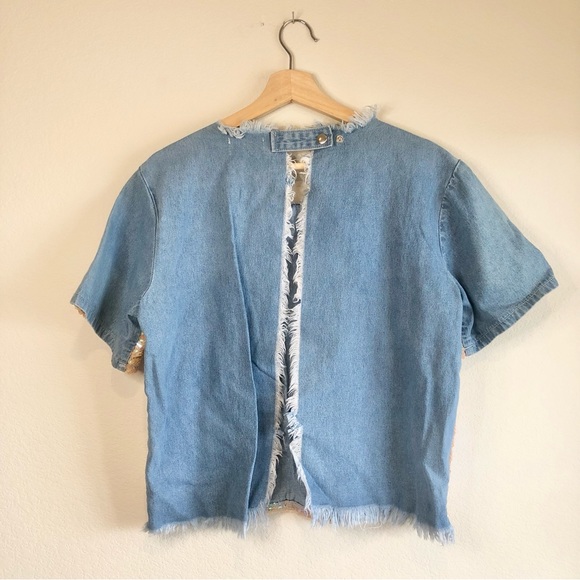 Liquor n Poker Sequin Split-Back Denim Top, 10 - Picture 4 of 8